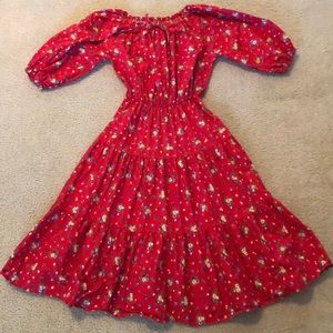 Vintage Sears red floral dress.